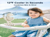 Portable Misting Stroller Fan with 4 Speeds & 360&deg Adjustable Tripod, Quiet Rechargeable Baby Fan V1107-CS-MNBZYFSM