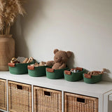 5-piece cotton rope storage basket set, cotton woven with leather handles, multiple sizes for V1232-BZSNTZ001