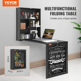 Wall Mounted Desk, Fold out Convertible Desk, Multi-Function Folding Wall Table with Chalkboard for V952-FDBGZBHBZXK0THXAQV0