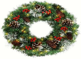 Christmas Wreath Pre-Lit Pine Cone LED Decoration V1142-LP601103233692994