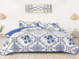Rich white blue Elegant 3 Pc Bedspread & Pillow Cover Set V745-AC090445Q13U