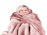 Laura Hill 600-GSM Mink Blanket Queen Size Double-Sided Soft Plush Bed Faux Throw Rug Wine Pink MINK-PK