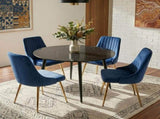 Blue Velvet Bistro Dining Set V264-DNT-405-BLK-DNC-414V-BLU-4