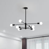 Modern Sputnik Chandelier, 8 Light, Black V178-37411