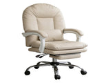 Levede Executive Office Chair Footrest PU Leather Tilt Gaming Work Seat Beige OF1070-BG-AU