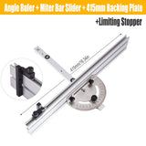 Stainless Steel & Aluminum Woodworking Angle Gauge with Laser-Etched Dial, Miter Guide Rail and V1341-ZY-6YRDSPGR-415MMA