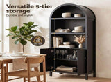 Artiss Buffet Sideboard Cabinet Pantry X2 180CM Arched Storage Bookshelf Black FUR-Z-SID180-ARCH-BK-ABX2