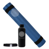 Mandala Yoga Mat Premium Bundle, Includes Yoga Mat 188cm H x 61cm W, Yoga Strap & Steel Hydration V398-MA-494MDB