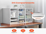 Literature Organizer, 24 Compartments Office Mailbox with Adjustable Shelves, Wooden Mailbox Sorter V952-WJJEKBHB24G905SHCV0