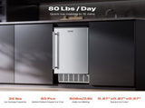 Undercounter Built-in Ice Maker, 80 Lbs/Day Under Counter Ice Maker Machine with Reversible Door V952-SNQRSZBJ80LBQY0EFV3