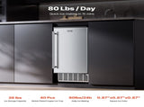 VEVOR Undercounter Built-in Ice Maker, 80 Lbs/Day Under Counter Ice Maker Machine with Reversible V952-SNQRSZBJ80LBQY0EFV3