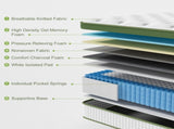 BedStory Queen 30cm Hybrid Mattress Cooling Gel Memory Foam 5 Zone Pocket Spring Bed Temperature XFGH-MA-D-PC-30-Q-WH