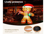 Jingle Jollys Christmas Inflatable Gingerbread Man 2.4M Illuminated Decorations XMAS-INF-GINGER-8FT