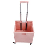 Collapsible Utility Rolling Crate Swivel Casters PP Strong with Telescopic Handle Lid Storage V1294-YM0901-3117230195712