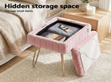 Artiss Storage Ottoman Vanity Foot Stool Pink FS-D-TED01-PK