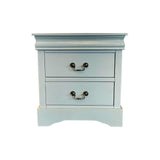 Bedside Table White Colour With 2 Drawers Night Stand Solid Wood Metal Handles V43-BST-SPNC-WH