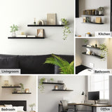 Artiss Floating Wall Shelf Set of 2 Black 90CM FUR-V-WALL-03-BK
