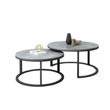 Set of 2 Grey Marble Nesting Coffee Tables 60/80cm V178-66738