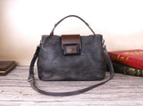 Vintage Grey Leather Handbag - Elegant Multi-Functional Design V888-ELOSUNG33158
