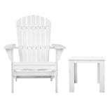 Gardeon 3PC Adirondack Outdoor Table and Chairs Wooden Foldable Beach Chair White FF-BEACH-SET-3WH