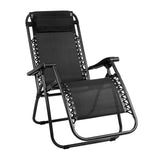 Gardeon Zero Gravity Chair Folding Outdoor Recliner Adjustable Sun Lounge Camping Black FF-ZGC-BK