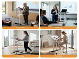 Artiss Mobile Lectern Stand, Adjustable Sit-to-Stand Presentation Podium w/ Wheels White LPS-HY04-125-WH