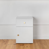 PORTO BEDSIDE TABLE - WHITE - SLIM - ROUND BRASS V164-ECS13WTB06G
