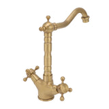 European Antique Brass Bathroom Faucet Double Handle Cross Knob Kitchen Faucet Hot Cold Water Tap V1294-YM0626-3112220096411