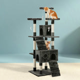 i.Pet Cat Tree 180cm Tower Scratching Post Scratcher Wood Condo House Toys Grey PET-CAT-HSCT076-180-GR