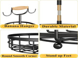CARLA HOME 2-Tier Fruit Basket Bowl Storage with Wood Lift Handle and Dual Banana Tree Hanger for LSB-36086