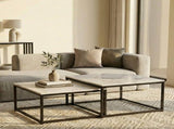 Interior Ave - Ciest Square Nested Coffee Table Set - White Marble Stone V355-IA-CT15-MB