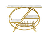 Artiss Side Table Marble Finish Coffee Table Nightstand Storage Shelf White&Gold FUR-S-COF16-CD-GDWH