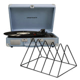 Crosley Cruiser Bluetooth Portable Turntable - Turquoise Gadhouse Vinyl Rack Bundle - Black V398-CR8005FVR-TN4