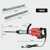 Baumr-AG 2400W Pro-Grade Electric Demolition Jackhammer, with 3 Bonus Chisels, Carry Case V219-BAJHTL05A