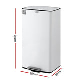 Cefito Pedal Bins Rubbish Bin Waste Recycle Dustbins Kitchen Trash Can 40L White RB-40L-C-WH