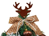 Mini Xmas Tree with Deer Horn Adjustable Light Strings Tabletop Small Destop Decor 50cm Khaki V1294-YM0901-3115240085811