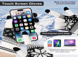 3 Pairs Touch Screen Gloves with Snow Flower Pattern, Warm Knit Winter Gloves Christmas Gifts V1189-LWWAL-20260325-00030