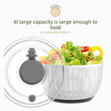 6L Manual Salad Spinner with One Touch Brake Button, Large Capacity Vegetable Fruit Dryer Washer for V1265-YY-254