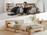 Artiss 2pcs Under Bed Storage with Wheels Rolling Wooden Drawers Single & Double WBED-F-DRAW-OAT-SD-WD-X2