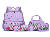 Purple Clow 4-Piece Large Capacity School Backpack Set for Primary Students Years 3-6 Durable Nylon V888-ELOSUNG43307