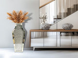 Sparkling Crushed Diamond Mirrored Floor Vase Tall Silver Glass Fake Flower Vase V767-JJ-XM1719