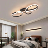 BAMDECOR AD2576 Modern Minimalist Curved Line Iron Aluminum Silicone LED Semi-Flush Mount Ceiling V255-BAM-AD2576-BLK-80