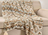 Beige-grey Bohemian Knitted Sofa Blanket, 130 x 170 cm, 900g, Ideal for Hotel and Nap Use V888-ELOSUNG28785