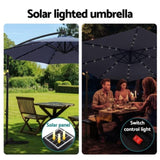 Instahut Outdoor Umbrella 3M Cantilever Beach LED Umbrellas Garden Shade Patio UMB-BAN-8RIB-LED-NA