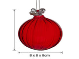 Christabelle 6 Red Glass Christmas Baubles Jewelled Top 8cm Xmas Tree Decorations Hanging Ornam 112_YAN411