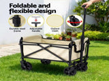 Gardeon Garden Cart Folding Trolley Camping Wagon Barrow Outdoor Beach Beige XFEL-GCT-OX-BE
