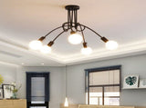 Modern Chandelier Ceiling Light Fixture Industrial Wrought Iron Study Bedroom Living Room Lamp Black V1294-YM0901-3119240086412