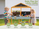 Keezi Kids Mud Kitchen Play Kitchen Toy Kitchen Set with Blackboard 110cm PLAY-WOOD-TRG-BOARD
