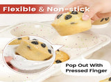 Silicone Regular Size Muffin Pan 12 Cups & Jumbo Muffin Pan with Metal Reinforced Frame V1258-DP02-C-26
