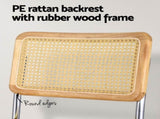 Artiss Dining Chairs Set of 4 Velvet Rattan Cantilever Yellow DINING-B-C01-VEL-YEX4